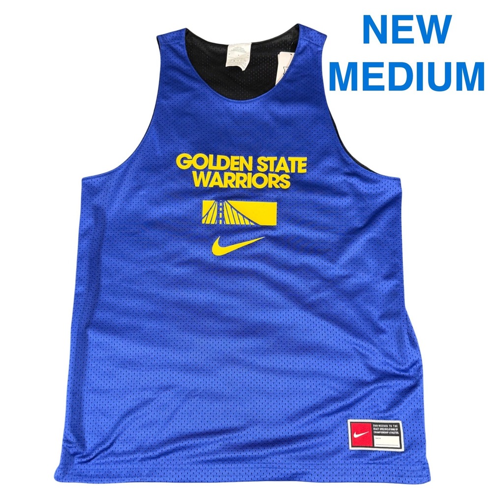 Nike Golden State Warriors Reversible Practice Jersey Mens Medium Blue Black NEW